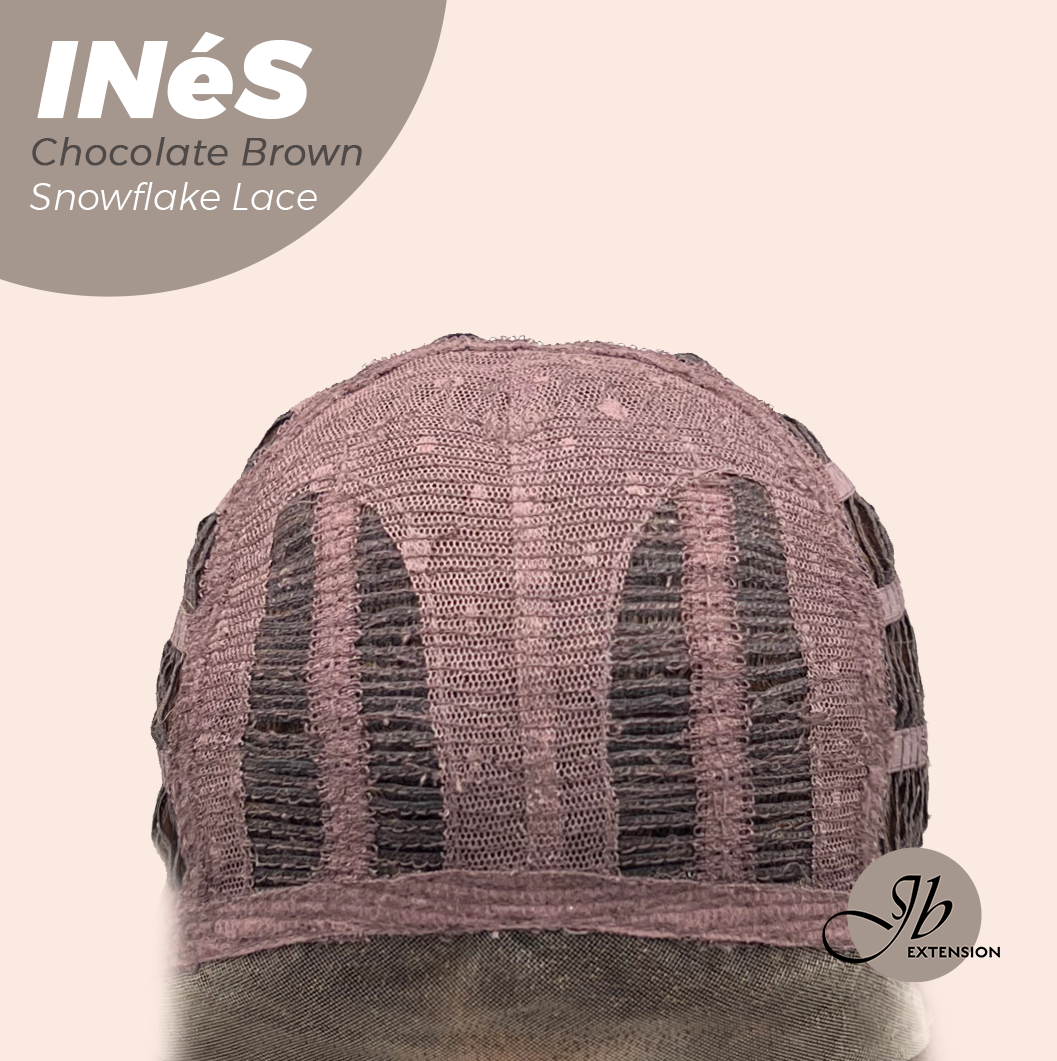 JBEXTENSION 22 Inches Chocolate Brown Pre-Cut Snowflake Lace Frontlace Glueless Wig INéS CHOCOLATE BROWN【PERMATEASE】【BENDY EAR TABS】- M/L