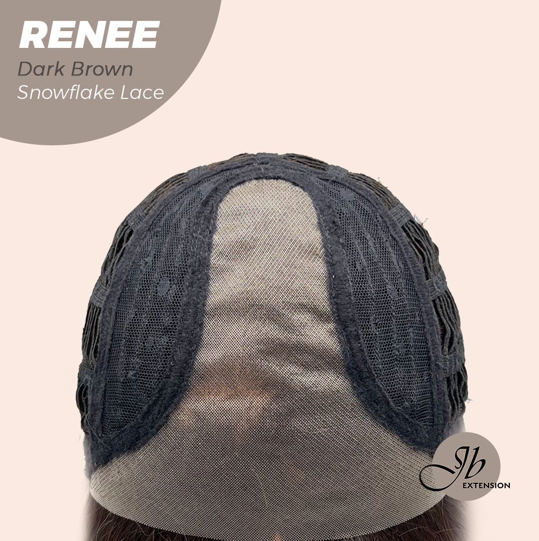 JBEXTENSION 21 Inches Dark Brown Pre-Cut T Part Snowflake Lace Frontlace Glueless Wig RENEE DARK BROWN【BENDY EAR TABS】