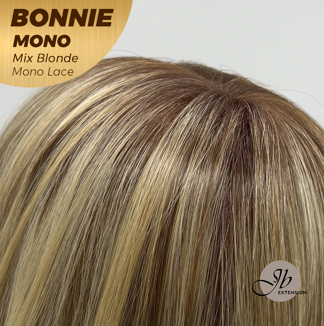 [PRE-ORDER] JBEXTENSION BONNIE MONO MIX BLONDE Full Monofilament Handmade Full Lace Full Hand Tied Wig 12 Inches Mix Blonde With Dark Root Mono Lace Handmade Futura Fiber Glueless Wig BONNIE MONO MIX BLONDE【BENDY EAR TABS】