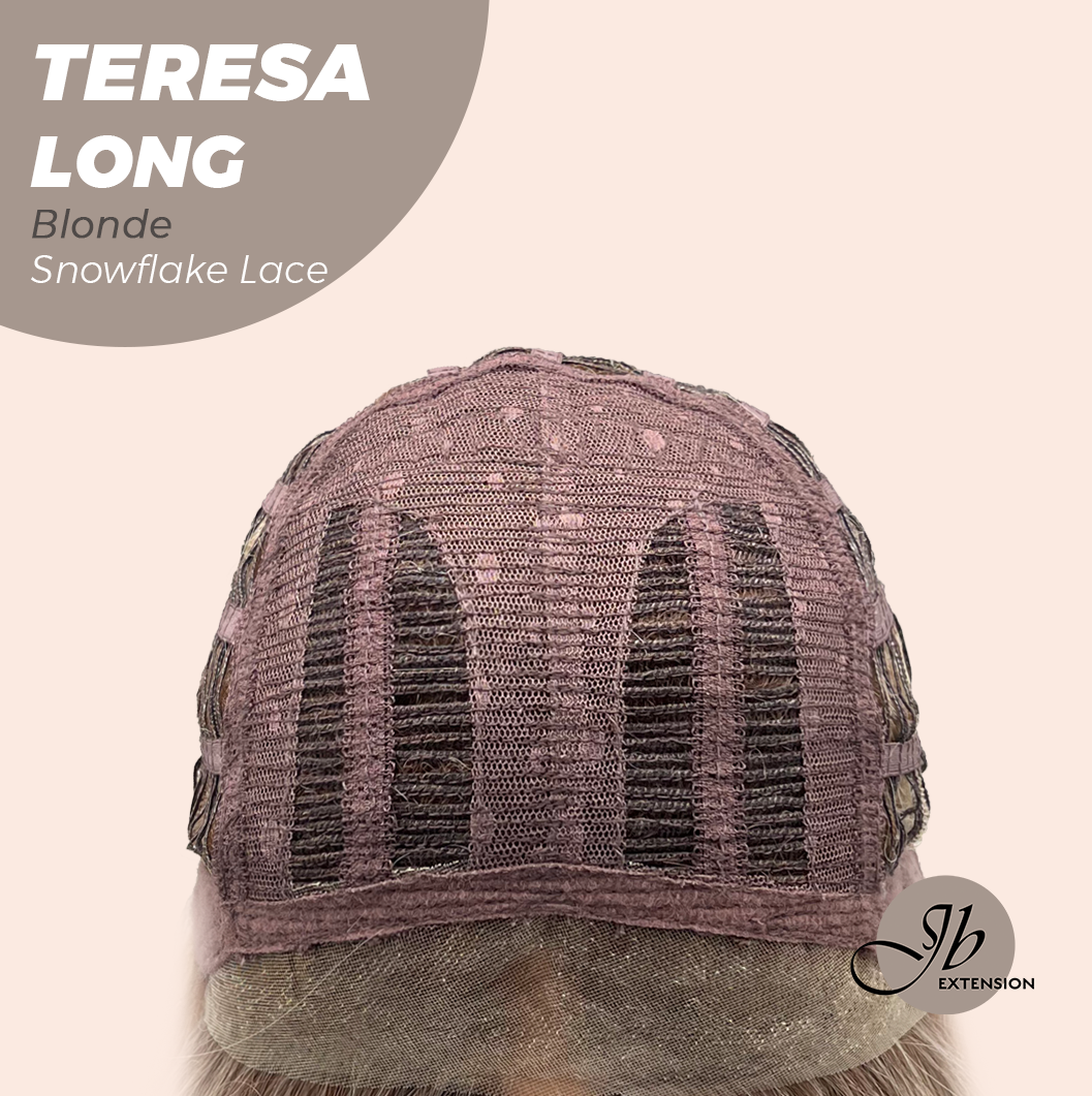 JBEXTENSION 22 Inches Long Blonde Pre-Cut Snowflake Lace Frontlace Glueless Wig TERESA LONG BLONDE【PERMATEASE】【BENDY EAR TABS】- M/L