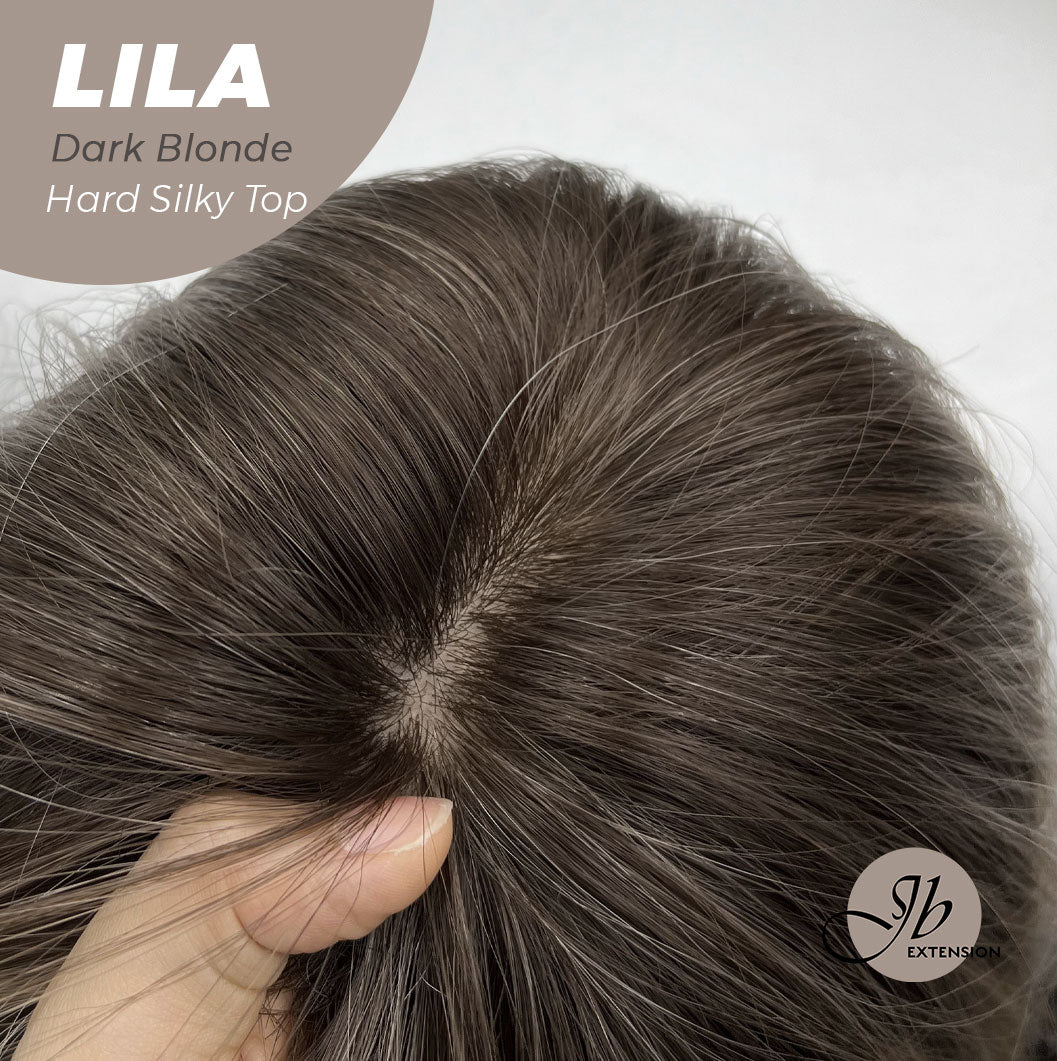 JBEXTENSION 20 Inches Scalpiana Blonde Wolf Cut 3.5X4 Hard Silky Top Natural Scalp Effect Wig With Bangs LILA DARK BLONDE