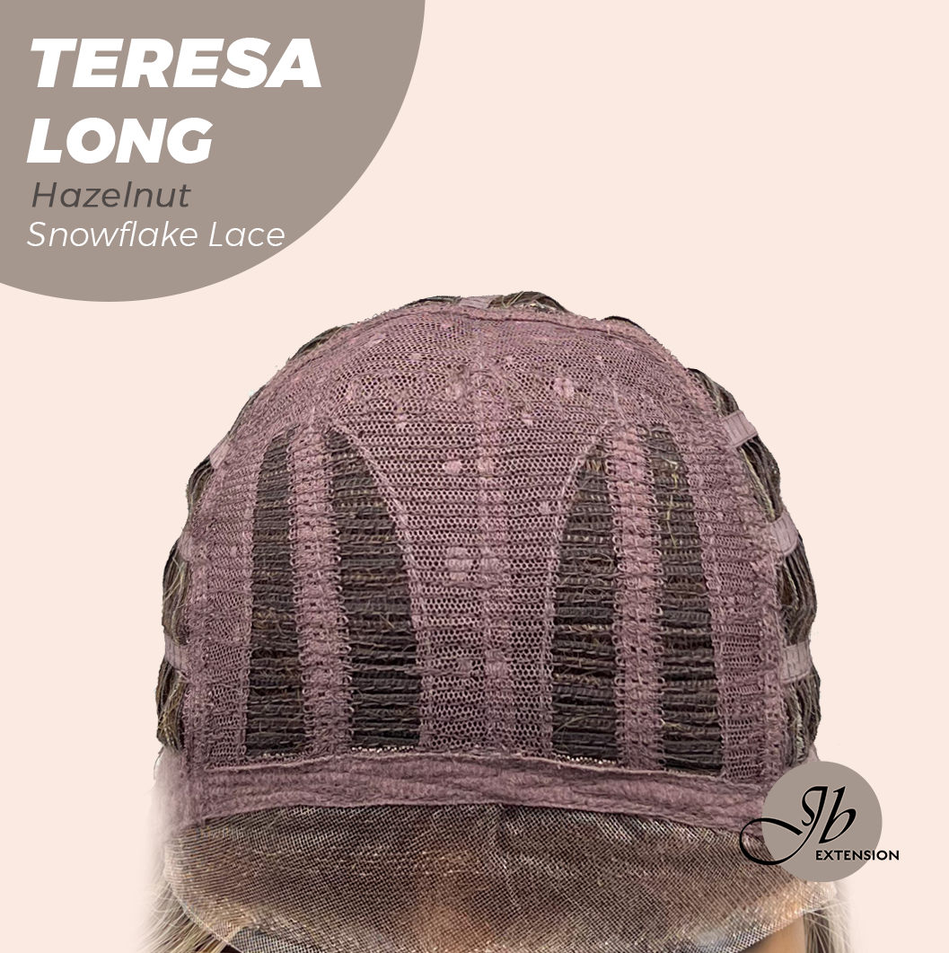 JBEXTENSION 22 Inches Long Hazelnut Pre-Cut Snowflake Lace Frontlace Glueless Wig TERESA LONG HAZELNUT【PERMATEASE】【BENDY EAR TABS】- M/L