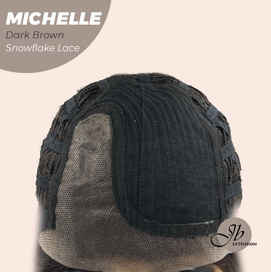 JBEXTENSION 10 Inches Dark Brown Pre-Cut Side Part Snowflake Lace Frontlace Glueless Wig MICHELLE DARK BROWN【BENDY EAR TABS】