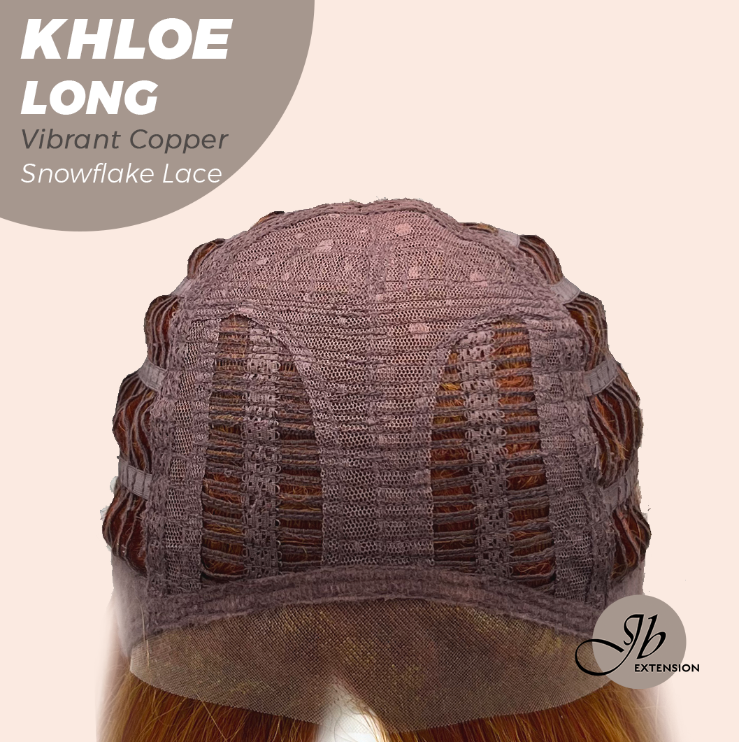 JBEXTENSION 18 Inches Vibrant Copper Pre-Cut Snowflake Lace Frontlace Glueless Wig KHLOE LONG VIBRANT COPPER【PERMATEASE】【BENDY EAR TABS】
