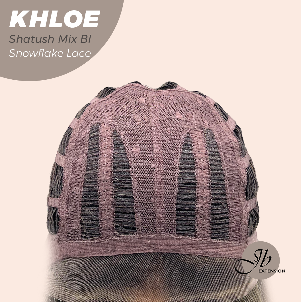 JBEXTENSION 12 Inches Bob Cut Shatush Mix Blonde Pre-Cut Snowflake Lace Frontlace Glueless Wig KHLOE SHATUSH MIX BLONDE【PERMATEASE】【BENDY EAR TABS】