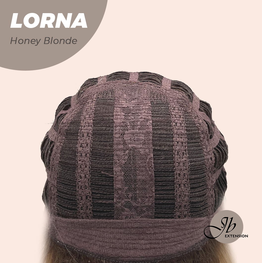 JBEXTENSION 18 Inches Honey Blonde Curly Women Fashion Full Machine Wig With Bangs LORNA HONEY BLONDE【PLUS PERMATEASE】【BENDY EAR TABS】