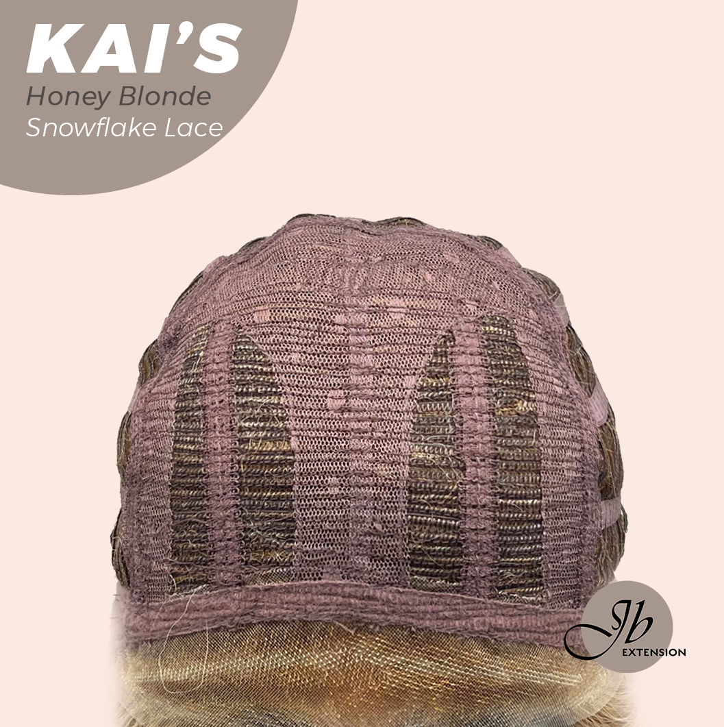 JBEXTENSION 18 Inches Honey Blonde Pre-Cut Snowflake Lace Frontlace Glueless Wig KAI'S HONEY BLONDE【PERMATEASE】【BENDY EAR TABS】