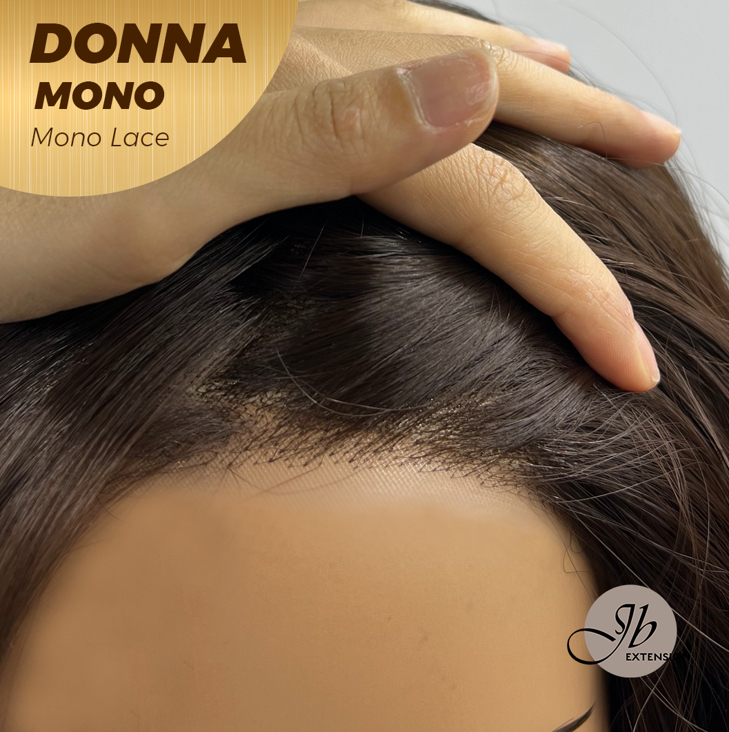 JBEXTENSION DONNA MONO Monofilament Handmade Wig 6X5 Full Monofilament Hand Tied Top Wig 18 Inches Dark Brown Wave Mono Lace Wig With Anti-slip Silicone Strips Glueless Wig DONNA MONO【BENDY EAR TABS】