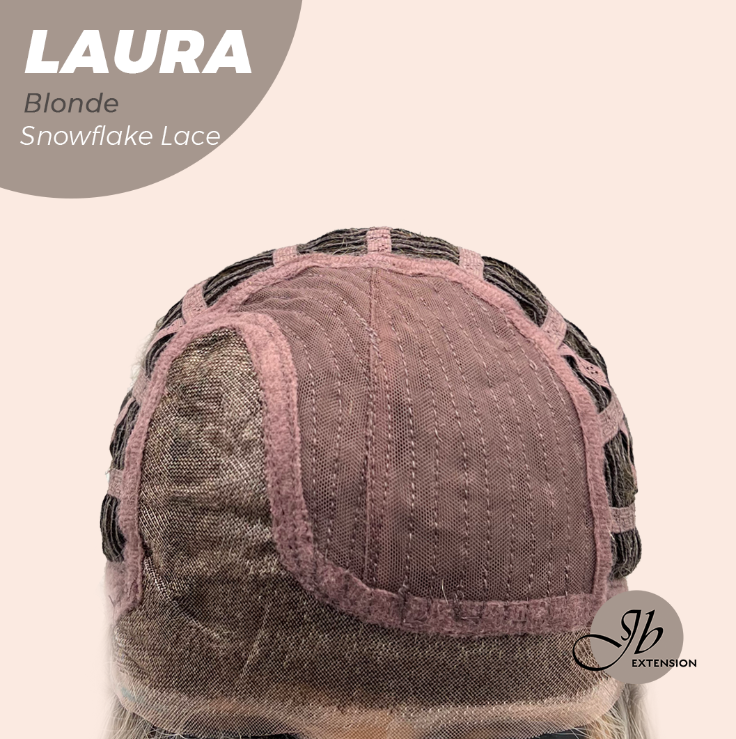 JBEXTENSION 14 Inches Blonde Pre-Cut Side Part Snowflake Lace Frontlace Glueless Wig LAURA SNOWFLAKE【BENDY EAR TABS】- M/L