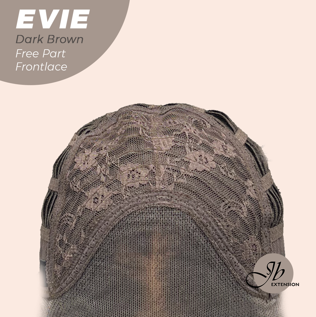 JBEXTENSION 22 Inches Dark Brown Pre-Cut Free Part Frontlace Glueless Wig EVIE DARK BROWN