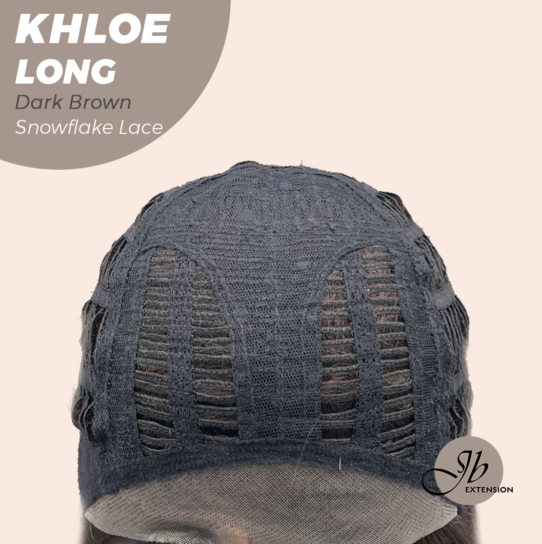 JBEXTENSION 18 Inches Dark Brown Pre-Cut Snowflake Lace Frontlace Glueless Wig KHLOE LONG DARK BROWN【PERMATEASE】【BENDY EAR TABS】