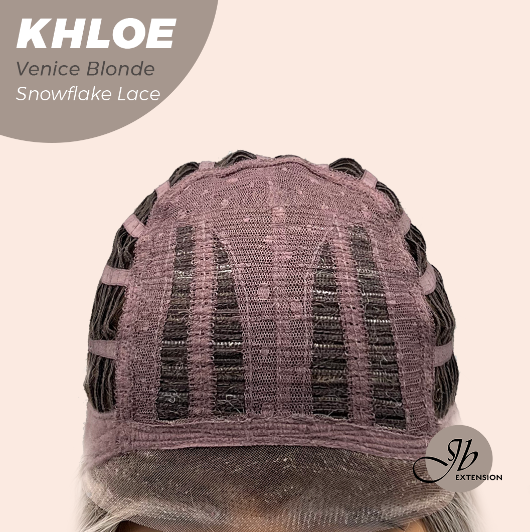 JBEXTENSION 12 Inches Bob Cut Venice Blonde Pre-Cut Snowflake Lace Frontlace Glueless Wig KHLOE VENICE BLONDE【PERMATEASE】【BENDY EAR TABS】