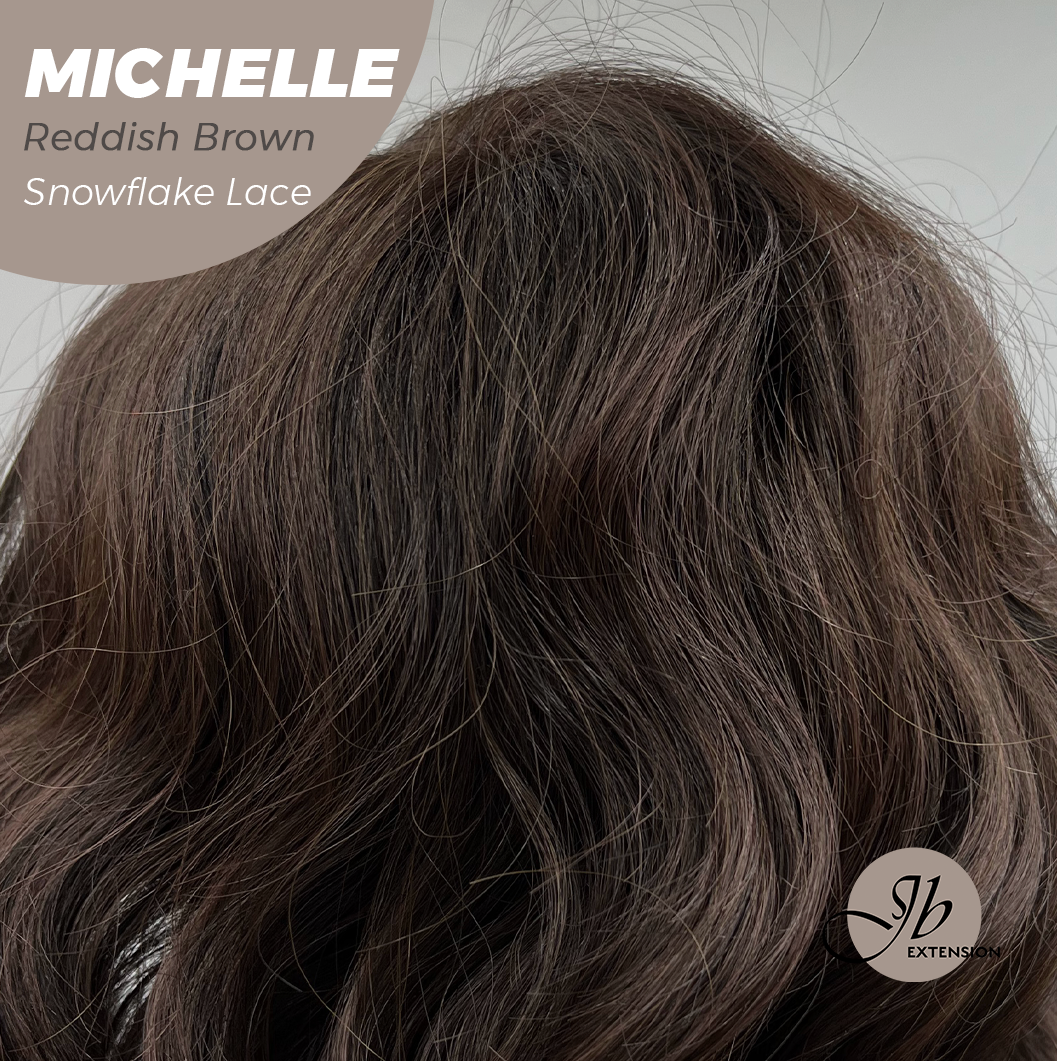 JBEXTENSION 10 Inches Reddish Brown Pre-Cut Side Part Snowflake Lace Frontlace Glueless Wig MICHELLE REDDISH BROWN【BENDY EAR TABS】