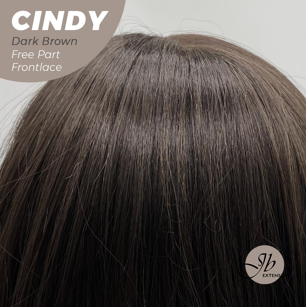 JBEXTENSION 20 Inches Dark Brown Curly Pre-Cut 9X6 U Lace Free Part Frontlace Glueless Wig CINDY DARK BROWN