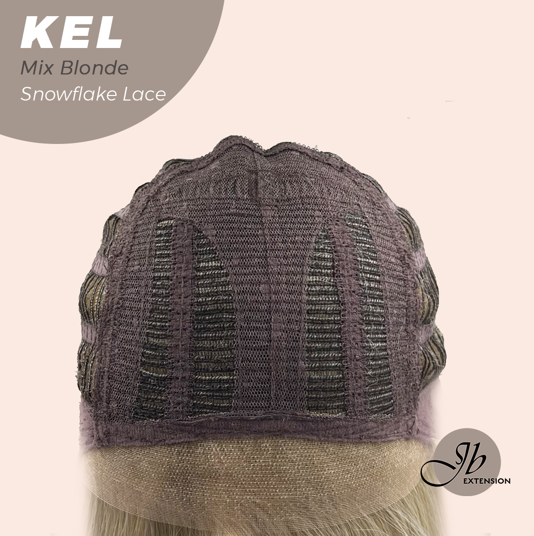 JBEXTENSION 22 Inches Mix Blonde Pre-Cut Snowflake Lace Frontlace Glueless Wig KEL MIX BLONDE【PERMATEASE】【BENDY EAR TABS】- M/L