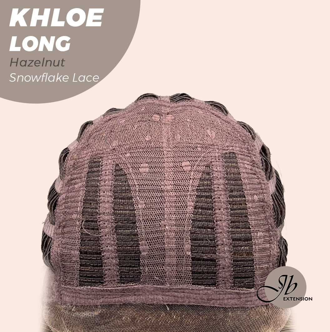 JBEXTENSION 18 Inches Hazelnut Blonde Highlight Pre-Cut Snowflake Lace Frontlace Glueless Wig KHLOE LONG HAZELNUT【PERMATEASE】【BENDY EAR TABS】- S/M