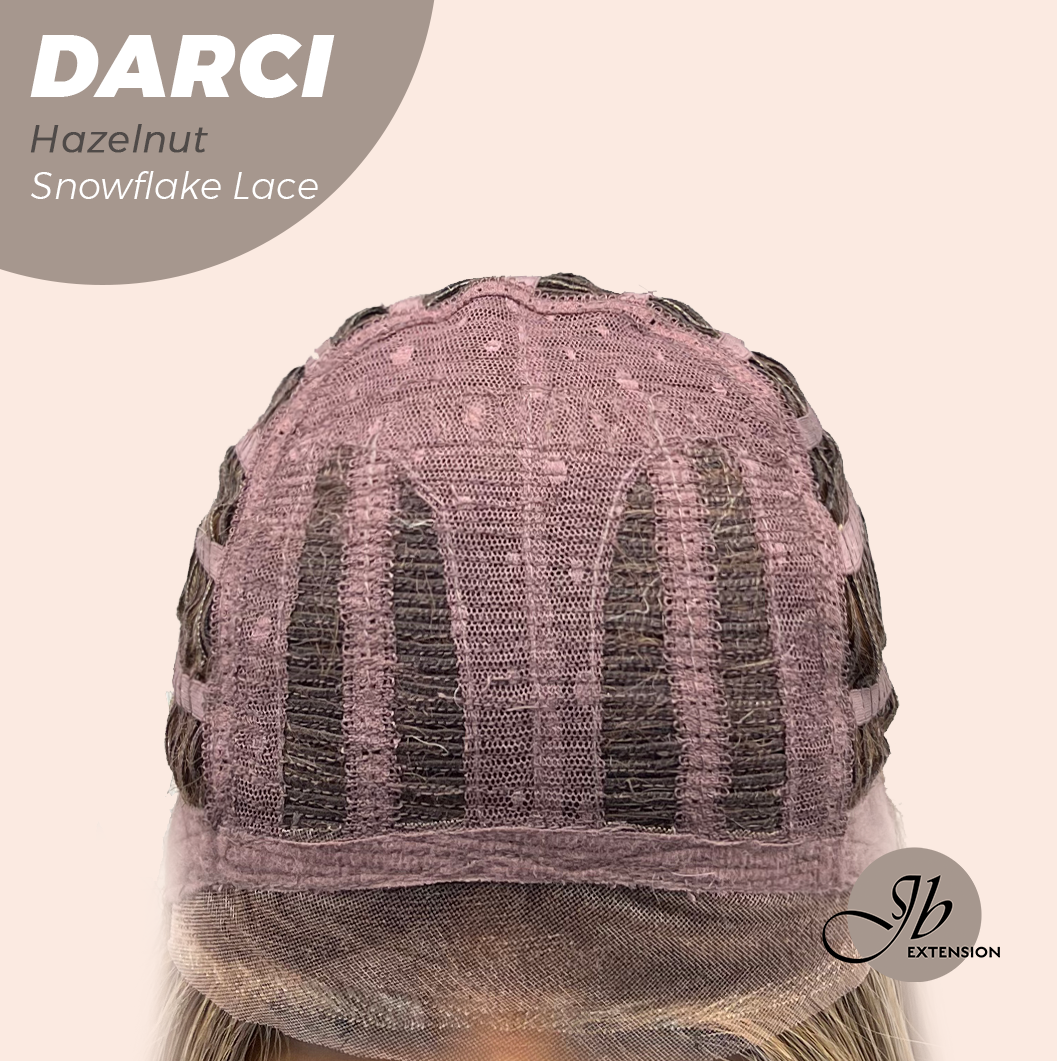 JBEXTENSION 25 Inches Hazelnut Blonde Highlight Pre-Cut Snowflake Lace Frontlace Glueless Wig DARCI HAZELNUT【PERMATEASE】【BENDY EAR TABS】