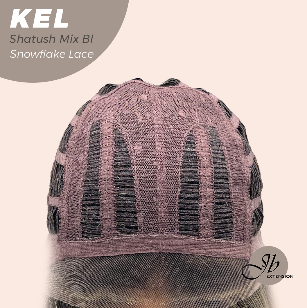 JBEXTENSION 22 Inches Shatush Mix Blonde Pre-Cut Snowflake Lace Frontlace Glueless Wig KEL SHATUSH MIX BLONDE【PERMATEASE】【BENDY EAR TABS】