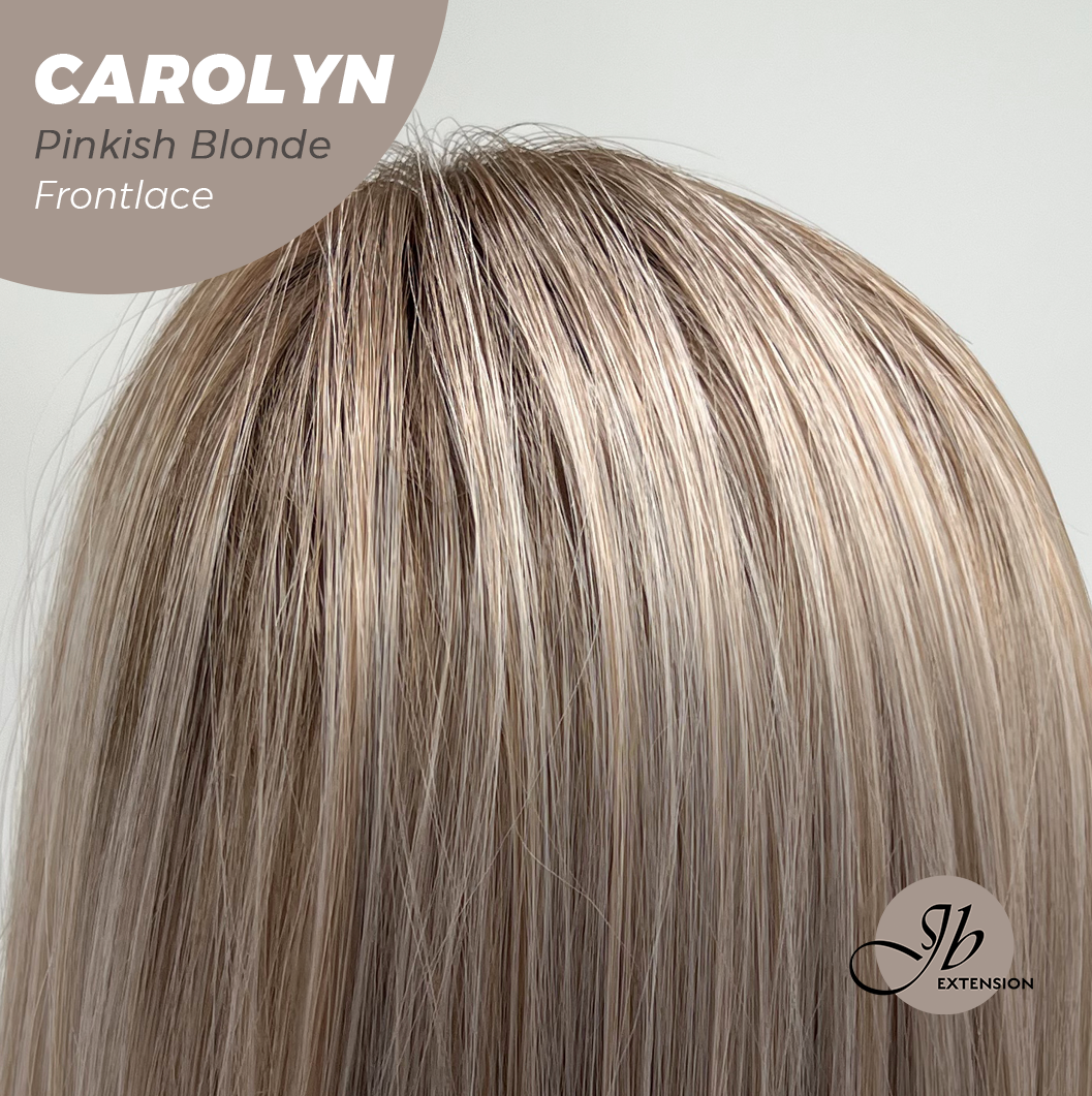 JBEXTENSION 26 Inches Straight Pinkish Blonde Highlight Pre-Cut Frontlace Glueless Wig CAROLYN