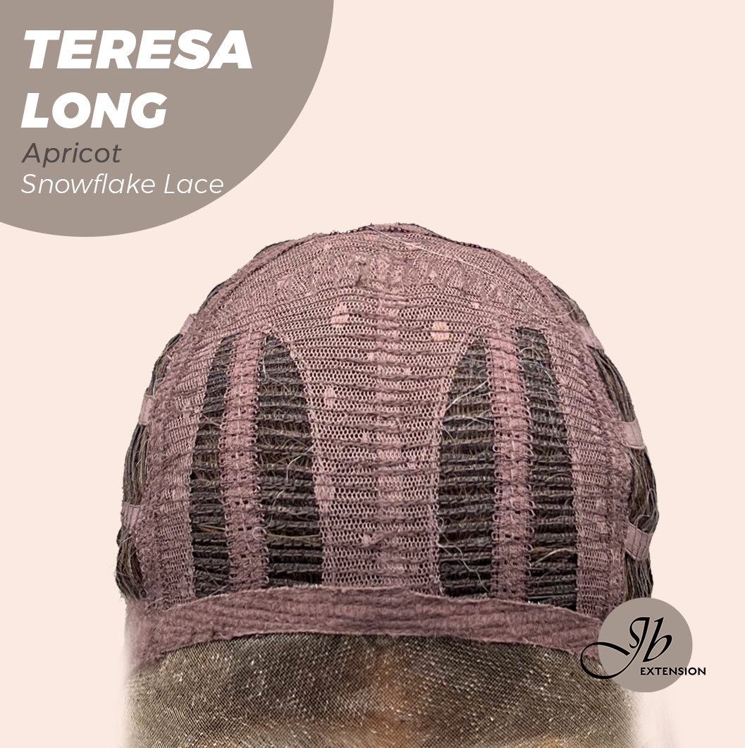 JBEXTENSION 22 Inches Long Apricot Pre-Cut Snowflake Lace Frontlace Glueless Wig TERESA LONG APRICOT【PERMATEASE】【BENDY EAR TABS】