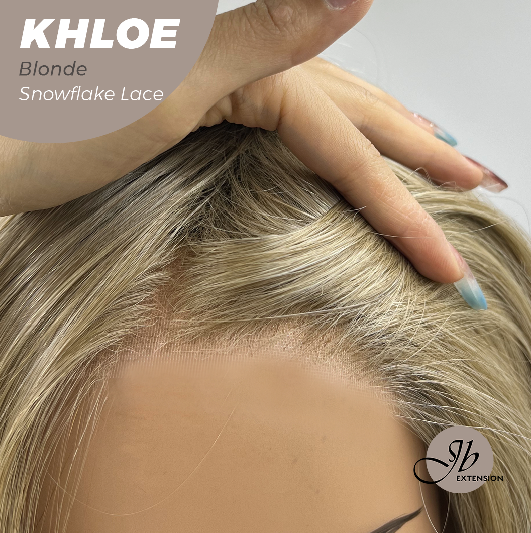 JBEXTENSION 12 Inches Bob Cut Blonde Pre-Cut Snowflake Lace Frontlace Glueless Wig KHLOE BLONDE【PERMATEASE】【BENDY EAR TABS】