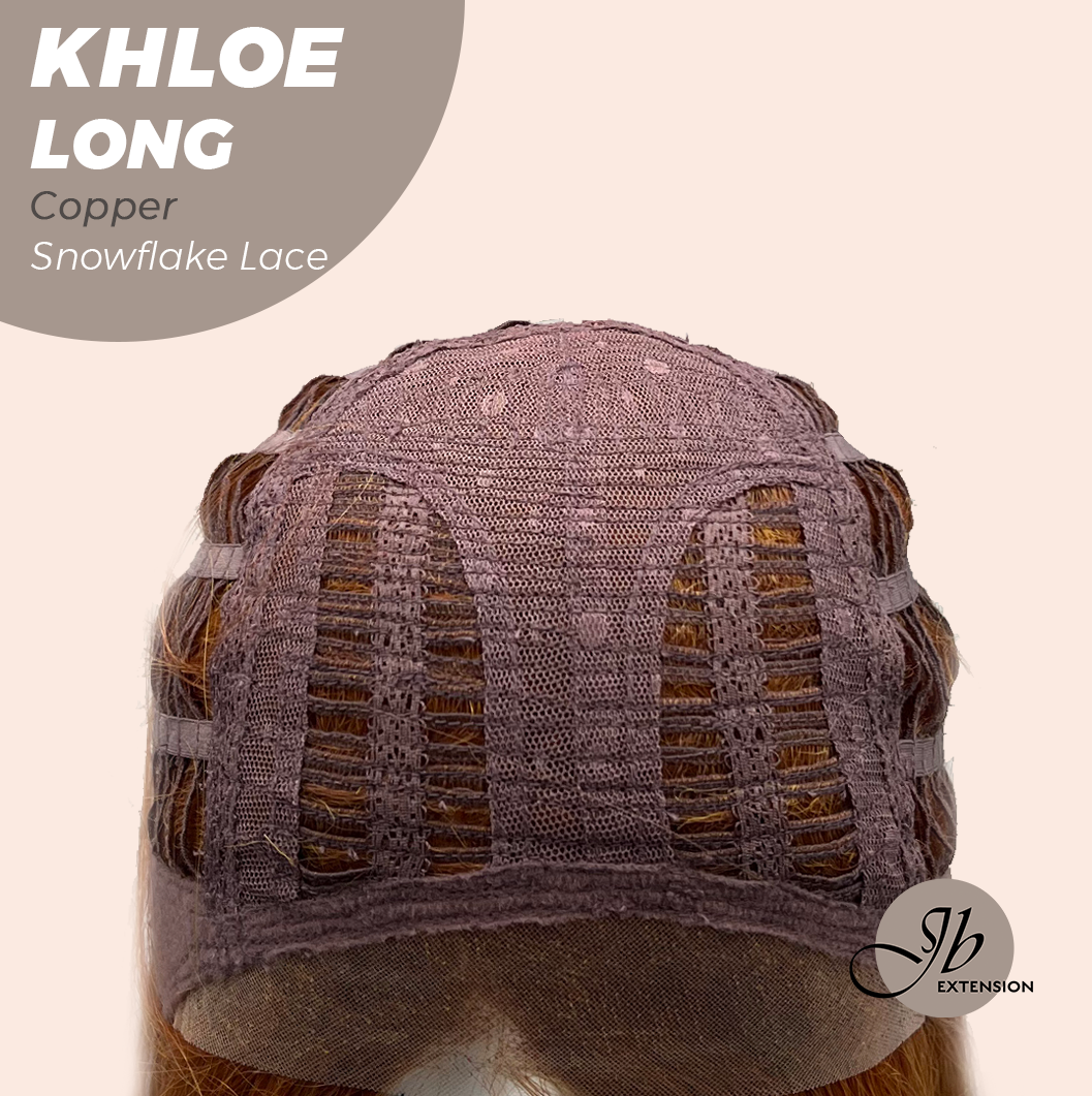 JBEXTENSION 18 Inches Copper Pre-Cut Snowflake Lace Frontlace Glueless Wig KHLOE LONG COPPER【PERMATEASE】【BENDY EAR TABS】