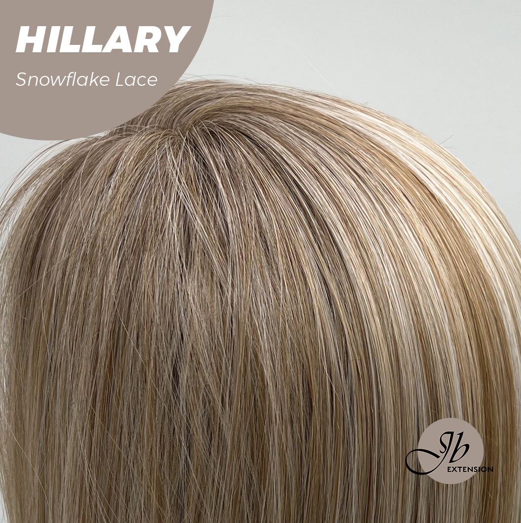 JBEXTENSION 16 Inches Blonde Straight Pre-Cut Side Part Snowflake Lace Frontlace Glueless Wig HILLARY SNOWFLAKE【BENDY EAR TABS】- M/L