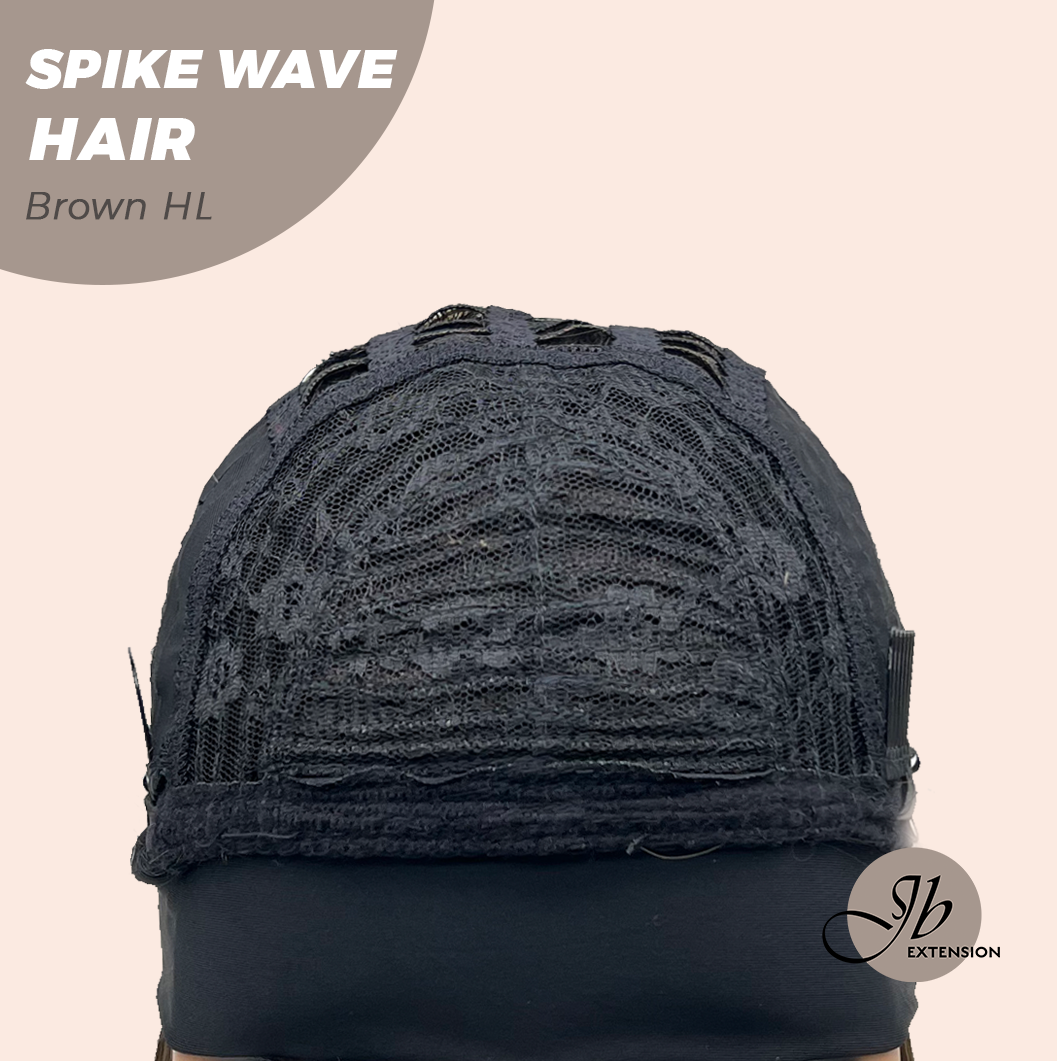 JBEXTENSION 24 Inches Long Curly Hair Brown Highlight Headband Wig SPIKE WAVE HAIR - BROWN HIGHLIGHT