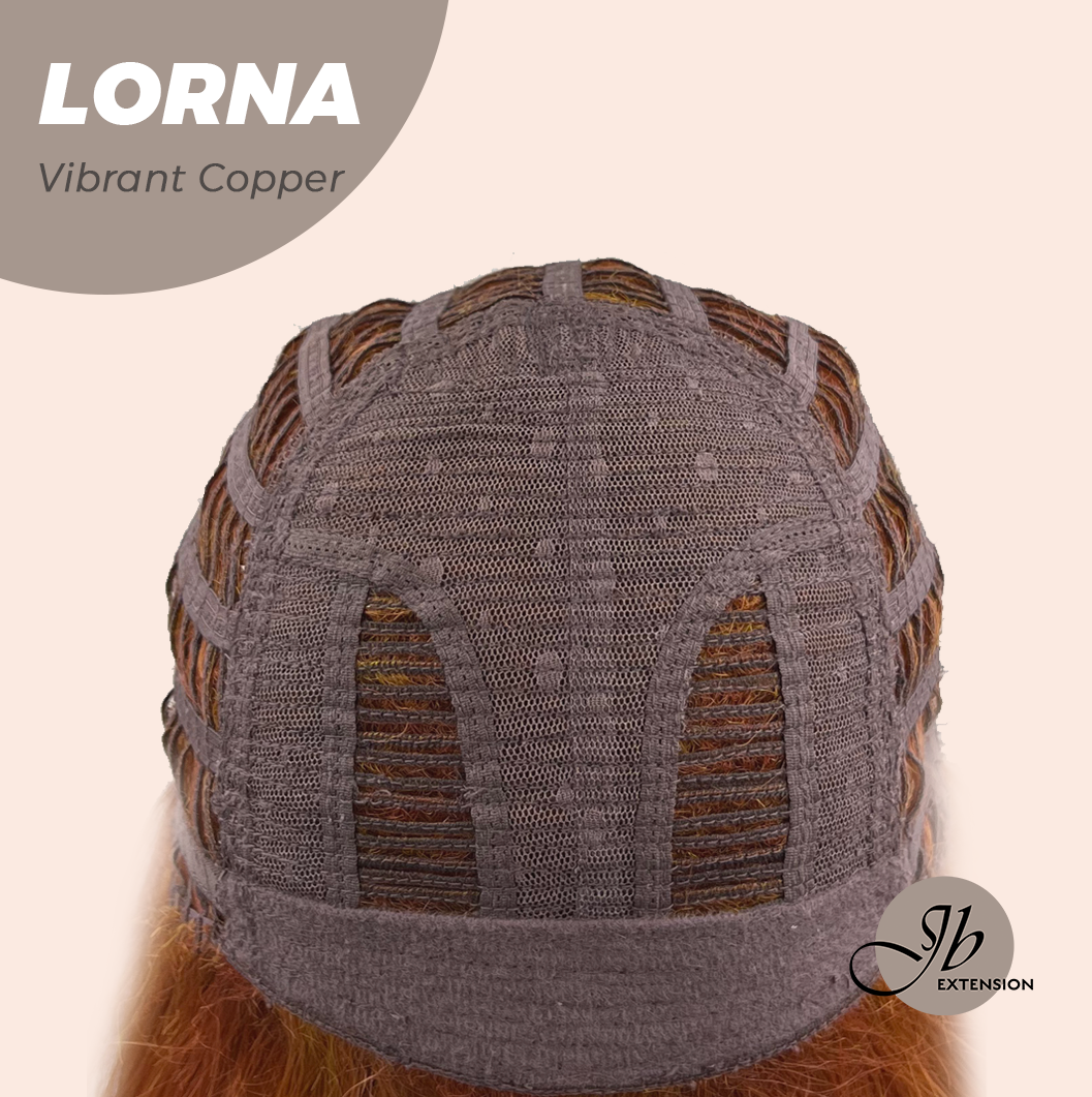 HOT OF SEASON - 18 Inches Vibrant Copper Curly Women Fashion Full Machine Wig With Bangs LORNA VIBRANT COPPER【PLUS PERMATEASE】【BENDY EAR TABS】