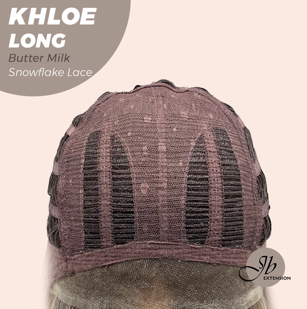 JBEXTENSION 18 Inches Butter Milk Pre-Cut Snowflake Lace Frontlace Glueless Wig KHLOE LONG BUTTER MILK【PERMATEASE】【BENDY EAR TABS】- M/L