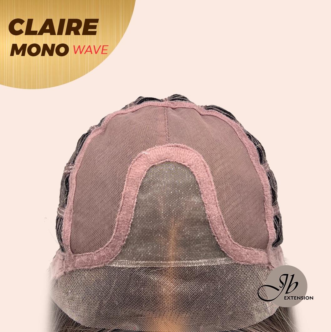 JBEXTENSION CLAIRE MONO WAVE Partial Monofilament Wig 22 Inches Brown With Highlight Partial Mono Lace Glueless Wig CLAIRE MONO-WAVE【BENDY EAR TABS】