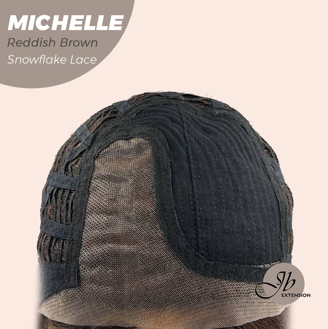 JBEXTENSION 10 Inches Reddish Brown Pre-Cut Side Part Snowflake Lace Frontlace Glueless Wig MICHELLE REDDISH BROWN【BENDY EAR TABS】
