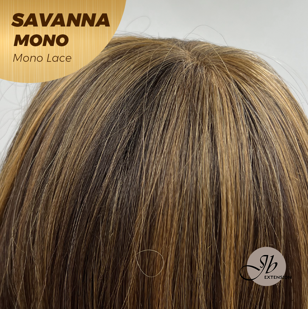 [PRE-ORDER] JBEXTENSION SAVANNA MONO Monofilament Handmade Wig 6X5 Full Monofilament Hand Tied Top Wig 16 Inches Brown With Highlight Wave Mono Lace Wig With Anti-slip Silicone Strips Glueless Wig SAVANNA MONO【BENDY EAR TABS】