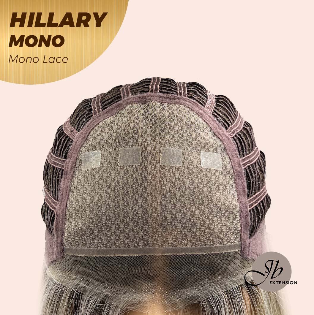 JBEXTENSION HILLARY MONO Monofilament Handmade Wig 6X5 Full Monofilament Hand Tied Top Wig 16 Inches Blonde With Dark Root Straight Mono Lace Wig With Anti-slip Silicone Strips Glueless Wig Hillary Mono【BENDY EAR TABS】