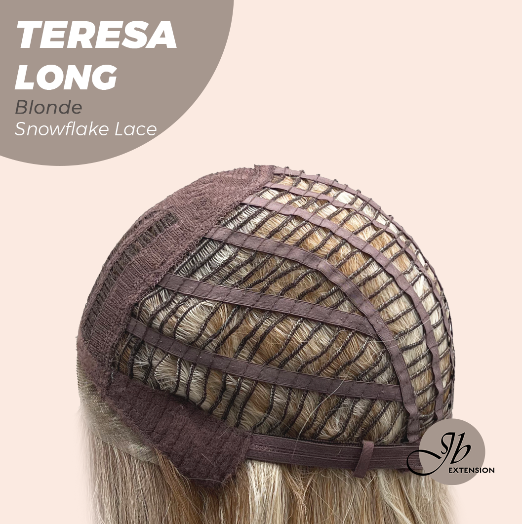 JBEXTENSION 22 Inches Long Blonde Pre-Cut Snowflake Lace Frontlace Glueless Wig TERESA LONG BLONDE【PERMATEASE】【BENDY EAR TABS】- S/M
