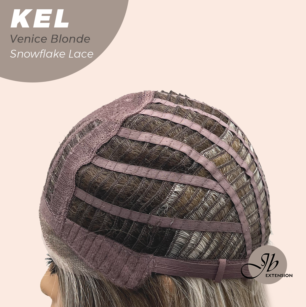 JBEXTENSION 22 Inches Venice Blonde Pre-Cut Snowflake Lace Frontlace Glueless Wig KEL VENICE BLONDE【PERMATEASE】【BENDY EAR TABS】- M/L