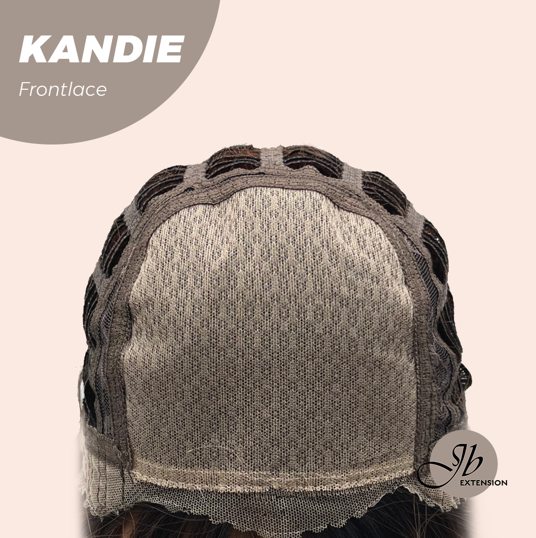 JBEXTENSION 28 Inches Curly Mocha with Dark Root Pre-Cut Frontlace Glueless Wig KANDIE