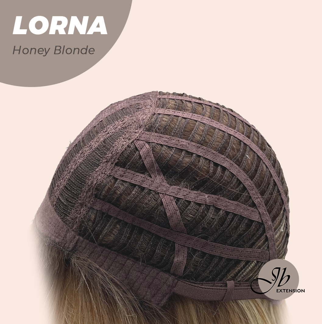 JBEXTENSION 18 Inches Honey Blonde Curly Women Fashion Full Machine Wig With Bangs LORNA HONEY BLONDE【PLUS PERMATEASE】【BENDY EAR TABS】