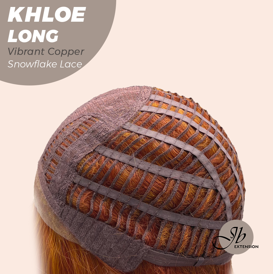JBEXTENSION 18 Inches Vibrant Copper Pre-Cut Snowflake Lace Frontlace Glueless Wig KHLOE LONG VIBRANT COPPER【PERMATEASE】【BENDY EAR TABS】