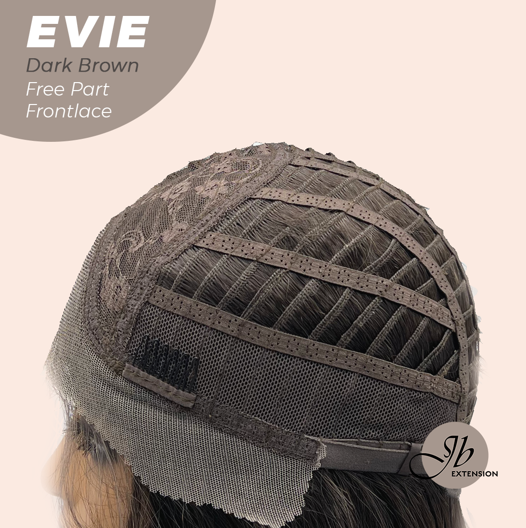JBEXTENSION 22 Inches Dark Brown Pre-Cut Free Part Frontlace Glueless Wig EVIE DARK BROWN