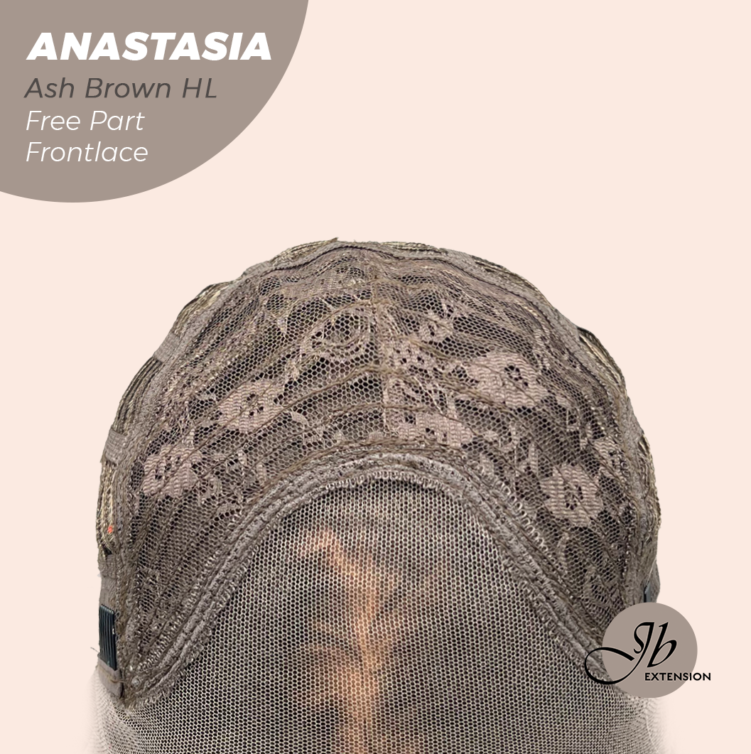 JBEXTENSION 20 Inches Ash Brown Highlight Curly Pre-Cut 13X3 Lace Free Part Frontlace Glueless Wig ANASTASIA ASH BROWN HIGHLIGHT