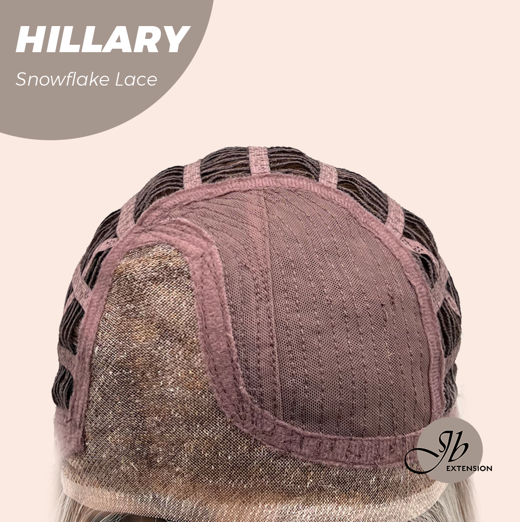 JBEXTENSION 16 Inches Blonde Straight Pre-Cut Side Part Snowflake Lace Frontlace Glueless Wig HILLARY SNOWFLAKE【BENDY EAR TABS】- M/L