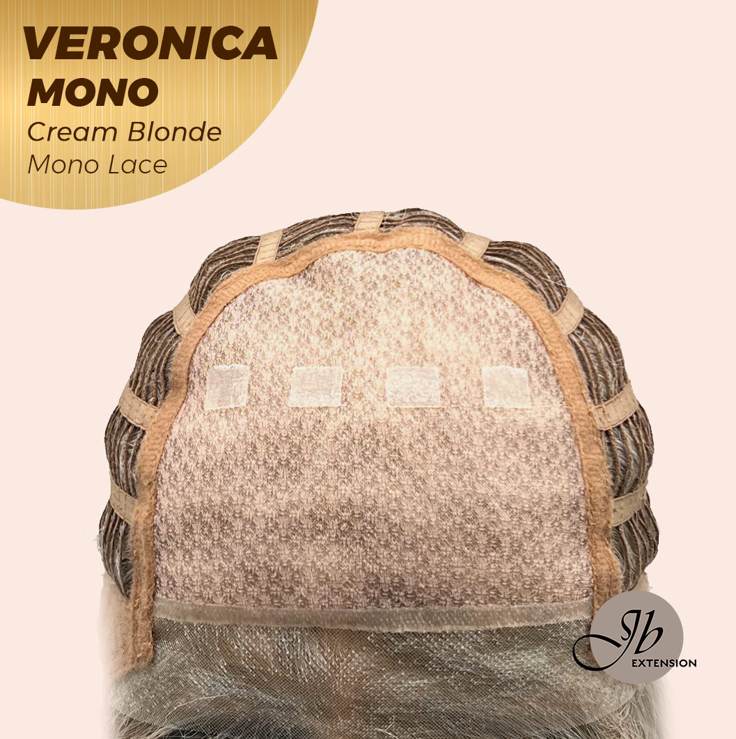 JBEXTENSION VERONICA MONO CREAM BLONDE Monofilament Handmade Wig 6X5 Full Monofilament Hand Tied Top Wig 12 Inches Cream Blonde Wave Mono Lace Wig With Anti-slip Silicone Strips Glueless Wig VERONICA MONO CREAM BLONDE【BENDY EAR TABS】