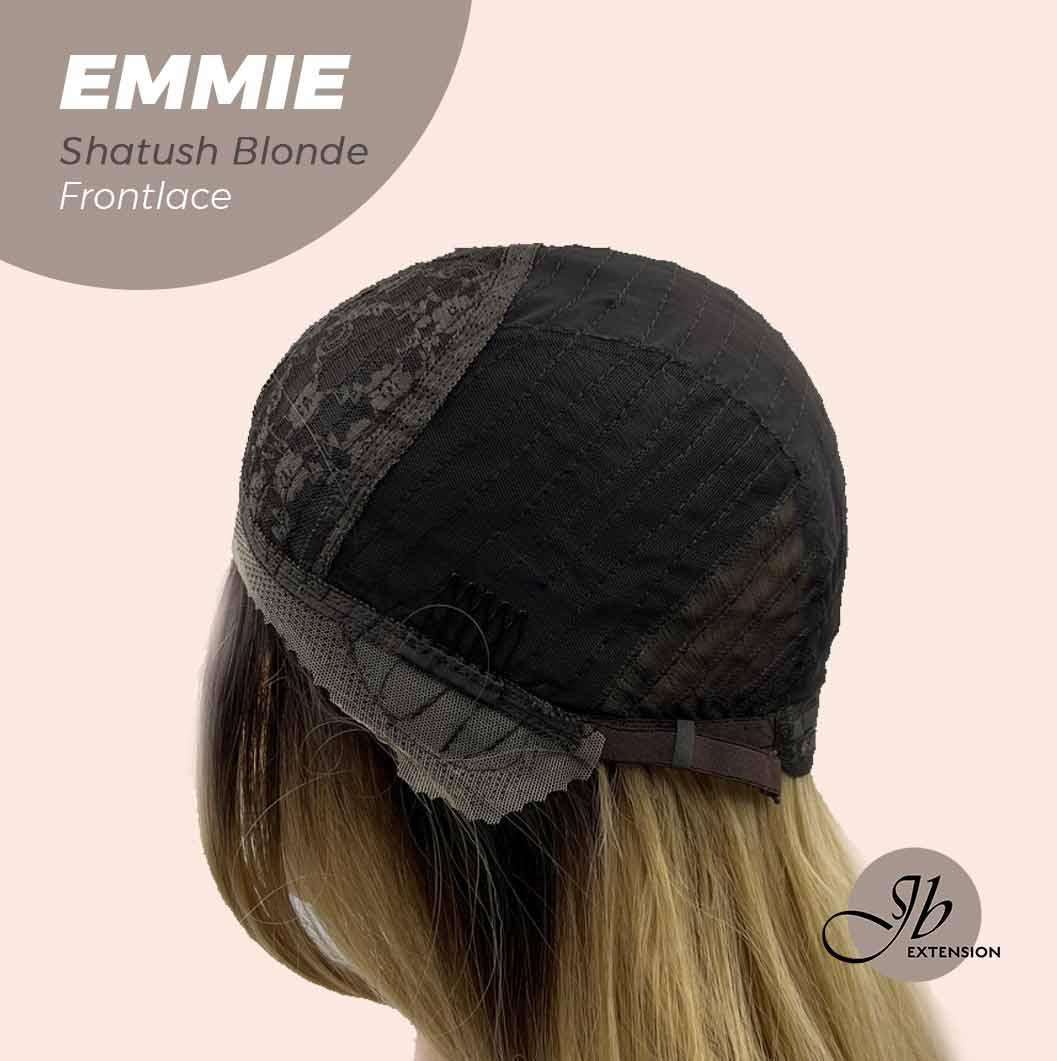 JBEXTENSION 26 Inches Curly Women Shatush Blonde Wig Pre-Cut Frontlace Glueless Wig EMMIE SHATUSH BLONDE