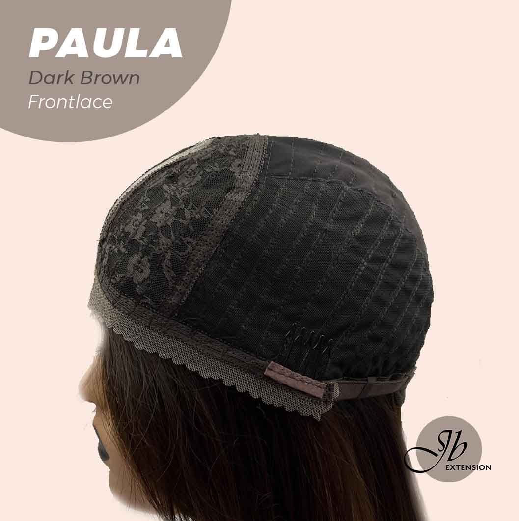 JBEXTENSION 12 Inches Bob Cut Chocolate Brown Straight Pre-Cut Frontlace Glueless Wig PAULA DARK BROWN