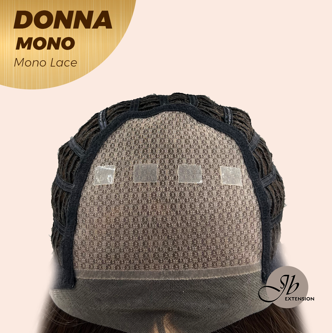 JBEXTENSION DONNA MONO Monofilament Handmade Wig 6X5 Full Monofilament Hand Tied Top Wig 18 Inches Dark Brown Wave Mono Lace Wig With Anti-slip Silicone Strips Glueless Wig DONNA MONO【BENDY EAR TABS】