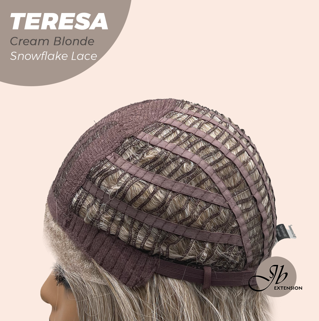 JBEXTENSION 18 Inches Cream Blonde Pre-Cut Snowflake Lace Frontlace Glueless Wig TERESA CREAM BLONDE【PERMATEASE】【BENDY EAR TABS】