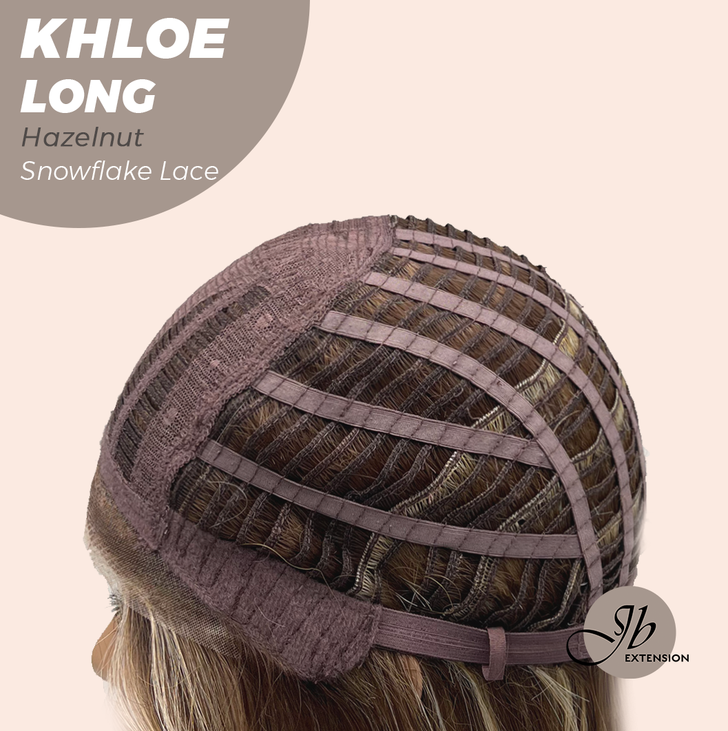 JBEXTENSION 18 Inches Hazelnut Blonde Highlight Pre-Cut Snowflake Lace Frontlace Glueless Wig KHLOE LONG HAZELNUT【PERMATEASE】【BENDY EAR TABS】- M/L