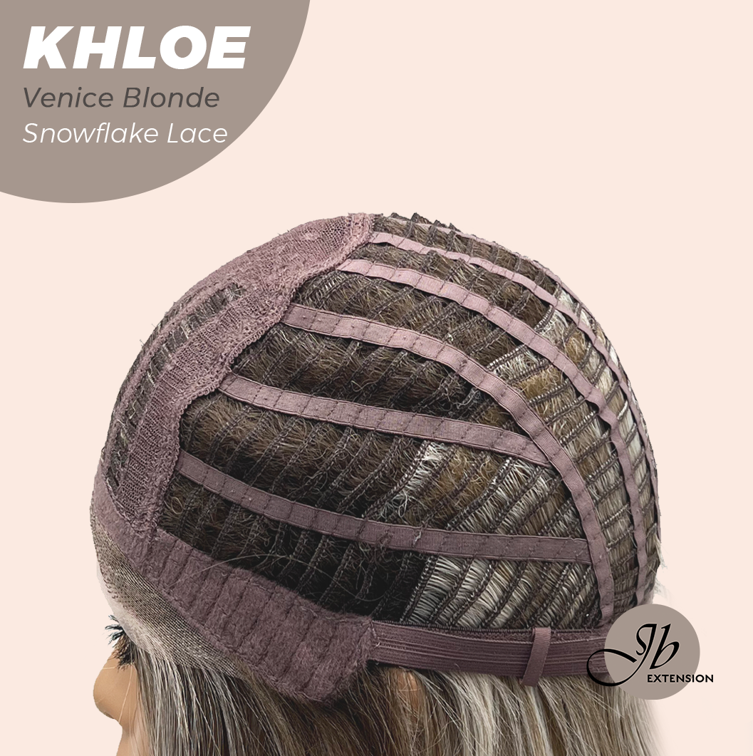 JBEXTENSION 12 Inches Bob Cut Venice Blonde Pre-Cut Snowflake Lace Frontlace Glueless Wig KHLOE VENICE BLONDE【PERMATEASE】【BENDY EAR TABS】