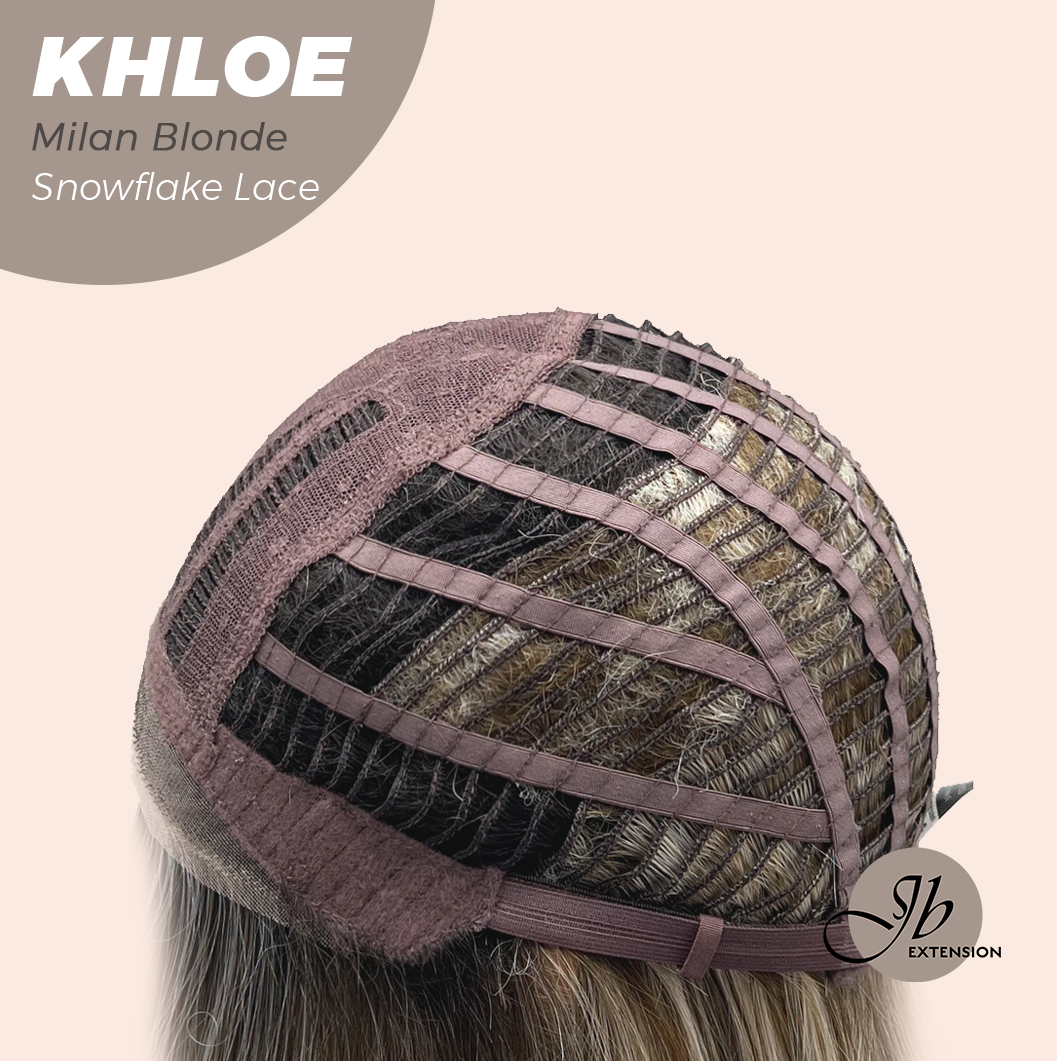 JBEXTENSION 12 Inches Bob Cut Milan Blonde Pre-Cut Snowflake Lace Frontlace Glueless Wig KHLOE MILAN BLONDE【PERMATEASE】【BENDY EAR TABS】